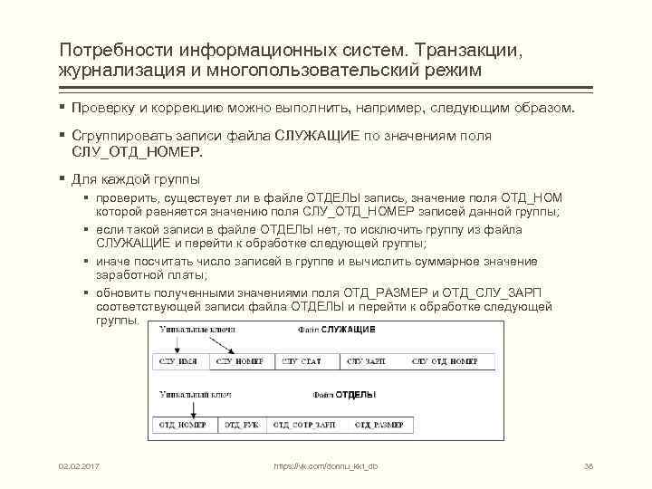 Потребности информационных систем. Транзакции, журнализация и многопользовательский режим § Проверку и коррекцию можно выполнить,