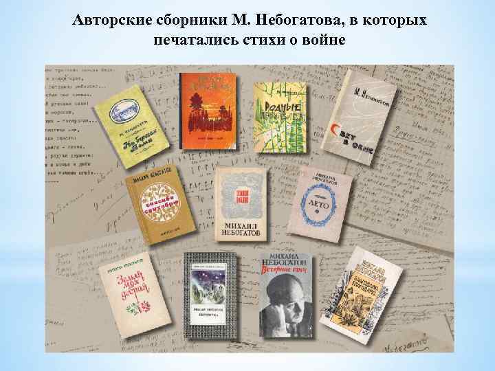 Авторские сборники М. Небогатова, в которых печатались стихи о войне 