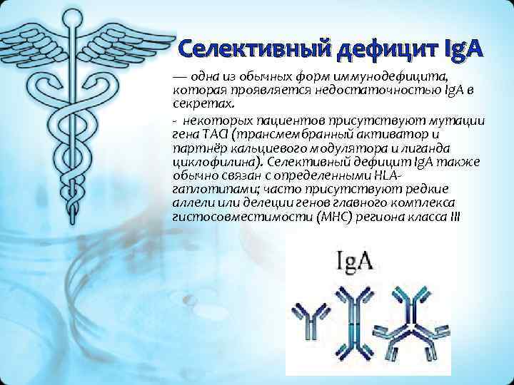 Селективный дефицит Ig. A — одна из обычных форм иммунодефицита, которая проявляется недостаточностью Ig.