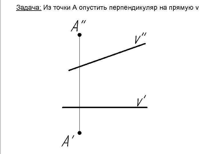 Задача: Из точки А опустить перпендикуляр на прямую v 