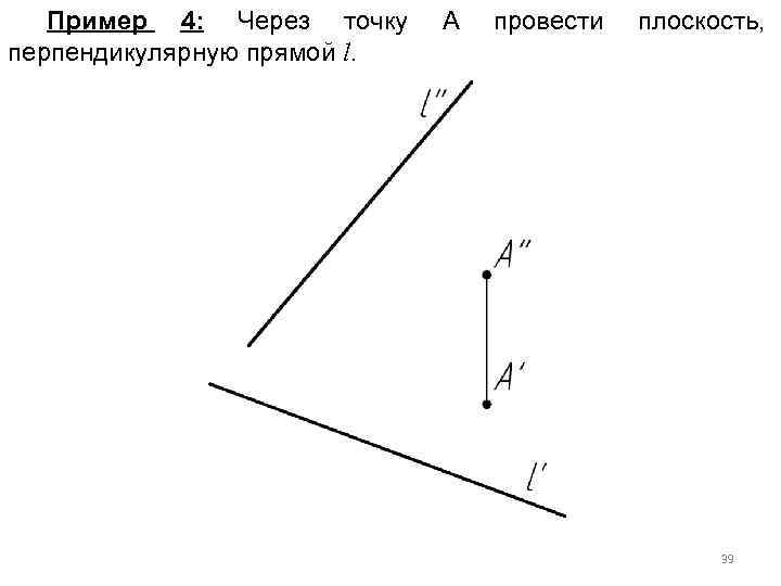 Пример 4: Через точку перпендикулярную прямой l. А провести плоскость, 39 