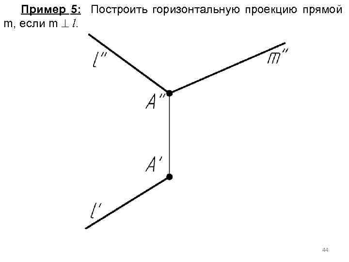 Пример 5: Построить горизонтальную проекцию прямой m, если m l. 44 