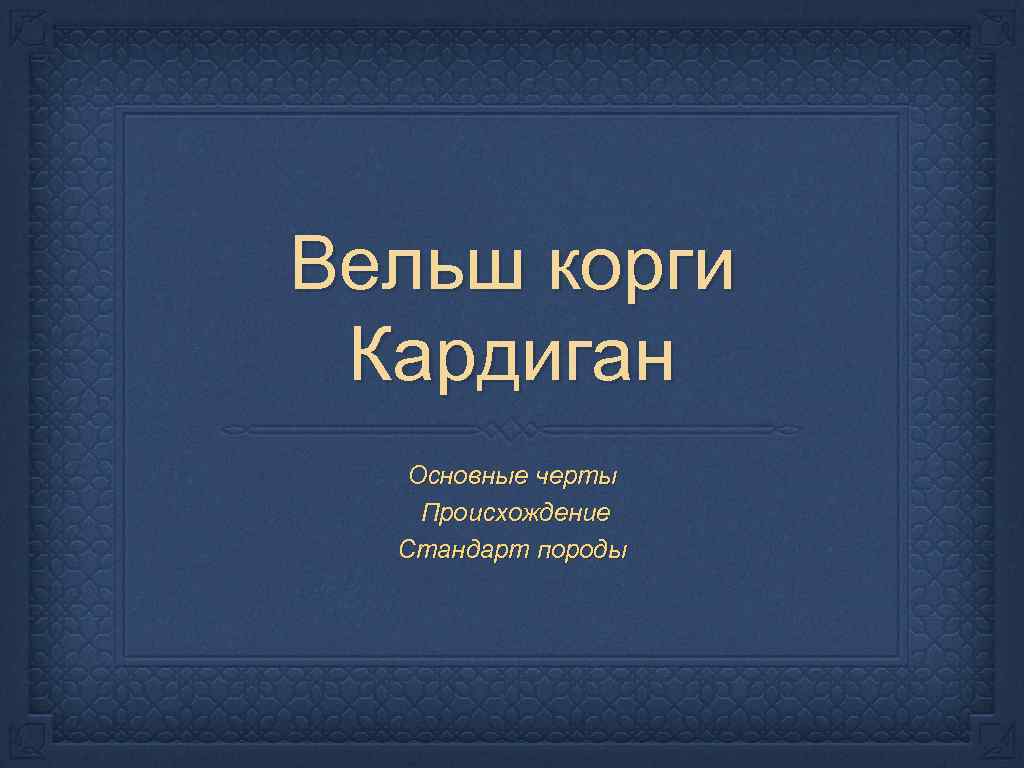 Вельш корги Кардиган Основные черты Происхождение Стандарт породы 