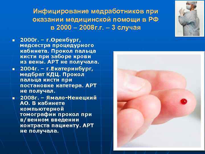 Инфицирование медработников при оказании медицинской помощи в РФ в 2000 – 2008 г. г.