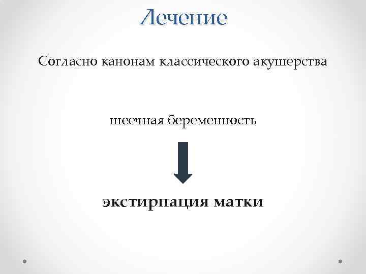 Лечение Согласно канонам классического акушерства шеечная беременность экстирпация матки 