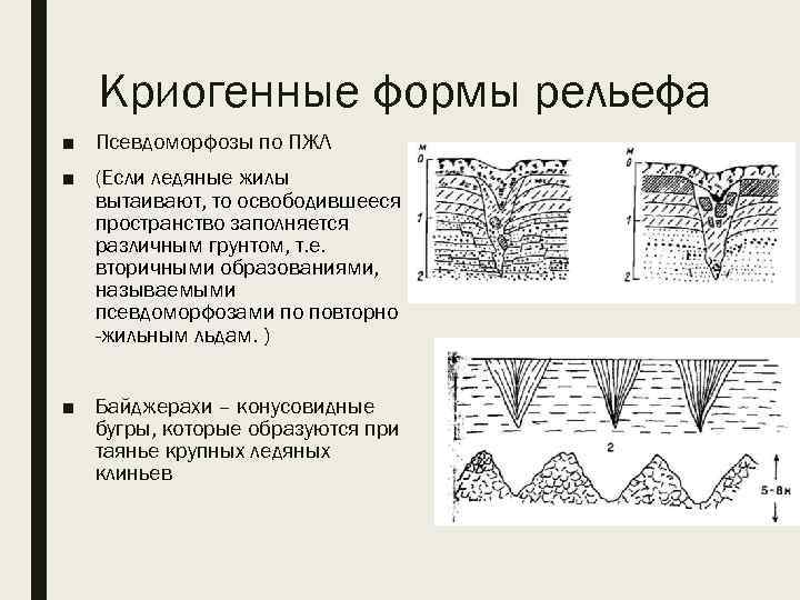 Формы мерзлотного рельефа с рисунками