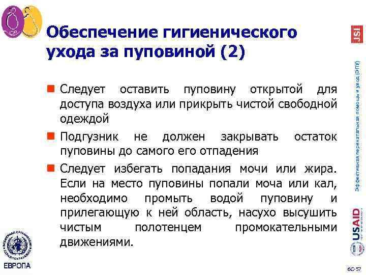 n Следует оставить пуповину открытой для доступа воздуха или прикрыть чистой свободной одеждой n