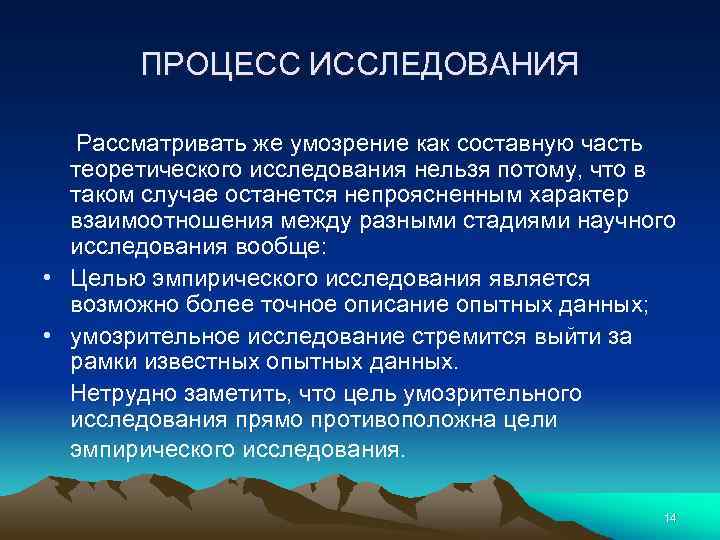 ПРОЦЕСС ИССЛЕДОВАНИЯ Рассматривать же умозрение как составную часть теоретического исследования нельзя потому, что в