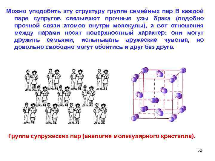 Можно уподобить эту структуру группе семейных пар В каждой паре супругов связывают прочные узы