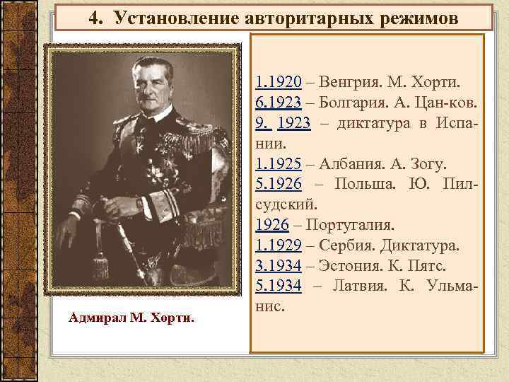 Авторитарные режимы в европе в 1920 е гг польша испания фашистский режим в италии презентация