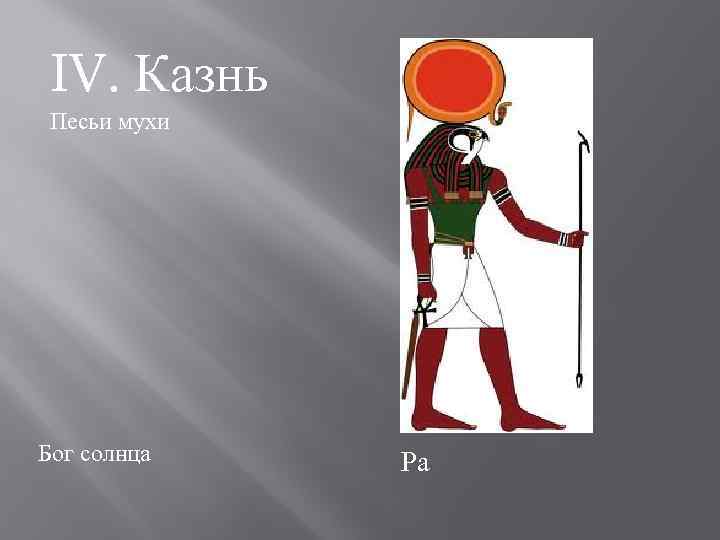 IV. Казнь Песьи мухи Бог солнца Ра 