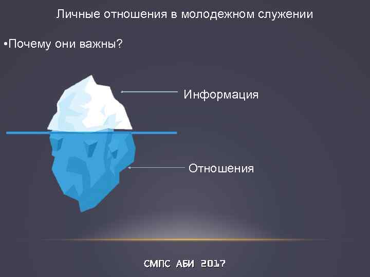 Личные отношения в молодежном служении • Почему они важны? Информация Отношения СМПС АБИ 2017