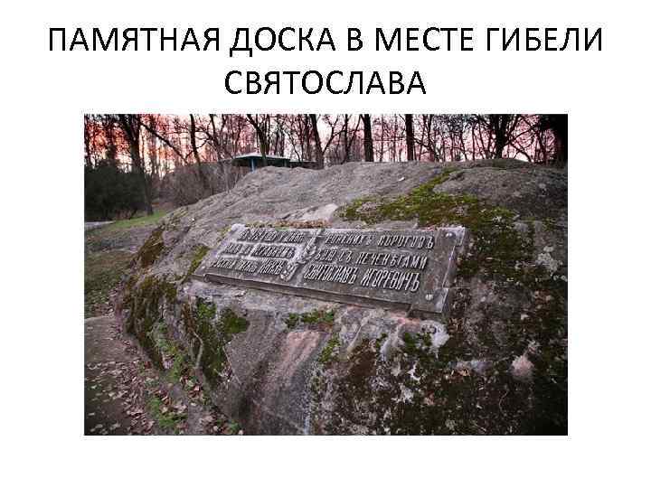 ПАМЯТНАЯ ДОСКА В МЕСТЕ ГИБЕЛИ СВЯТОСЛАВА 