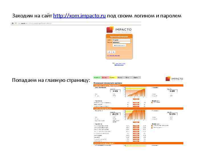 Заходим на сайт http: //xom. impacto. ru под своим логином и паролем Попадаем на