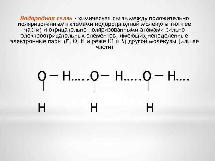 Водородная химическая связь заполните схему