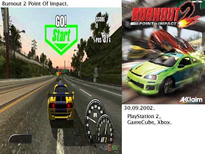 Burnout 2 Point Of Impact. 30. 09. 2002. Play. Station 2, Game. Cube, Xbox.