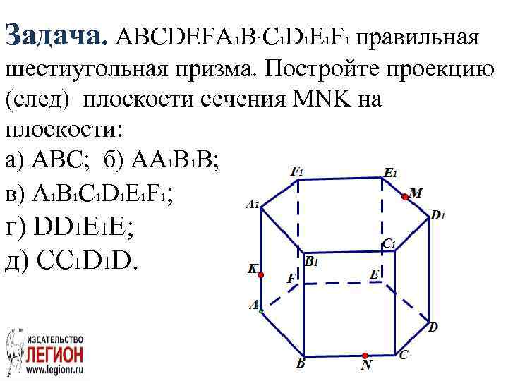 Задача. ABCDEFA B С D E F правильная 1 1 1 шестиугольная призма. Постройте