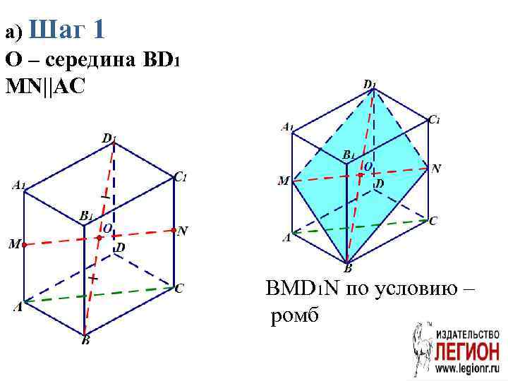 а) Шаг 1 O – середина BD 1 MN||AC BMD 1 N по условию