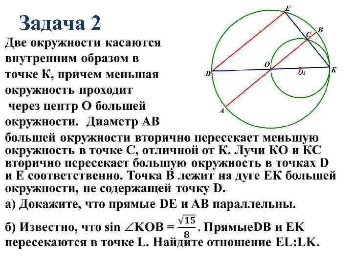 Окружности касаются внутренним образом рисунок