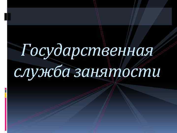 Государственная служба занятости 