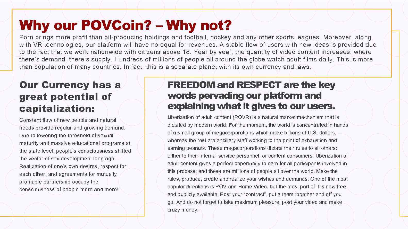 Why our POVCoin? – Why not? Porn brings more profit than oil-producing holdings and