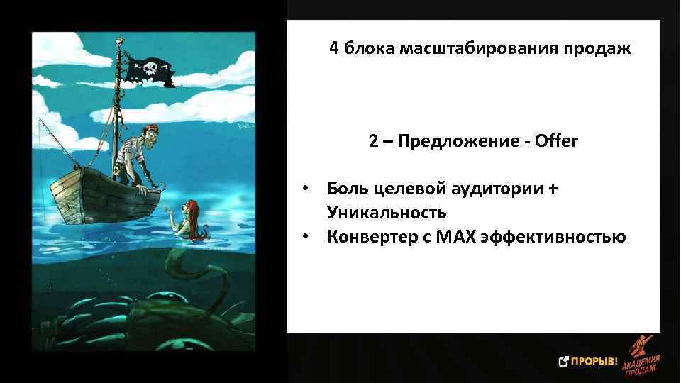 4 блока масштабирования продаж 2 – Предложение - Offer • Боль целевой аудитории +
