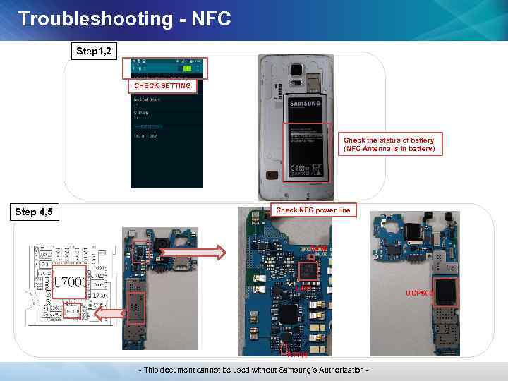 Troubleshooting - NFC Step 1, 2 CHECK SETTING Check the status of battery (NFC