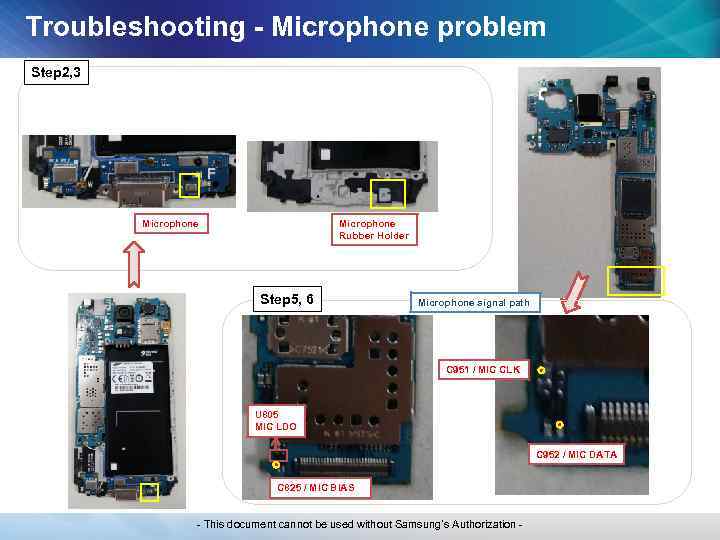 Troubleshooting - Microphone problem Step 2, 3 Microphone Rubber Holder Step 5, 6 Microphone