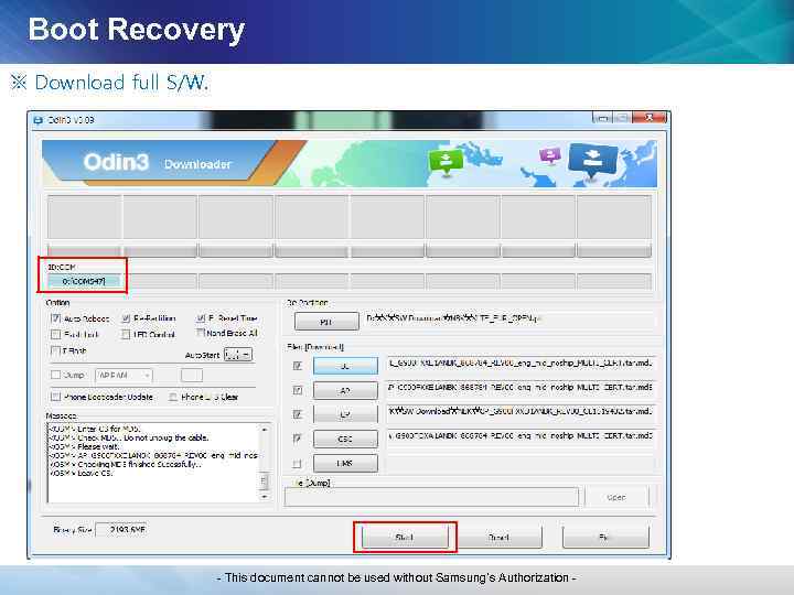 Boot Recovery ※ Download full S/W. - This document cannot be used without Samsung’s