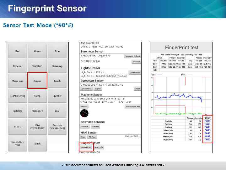 Fingerprint Sensor Test Mode (*#0*#) - This document cannot be used without Samsung’s Authorization