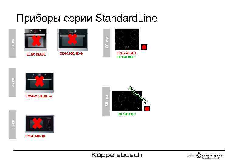 60 см Приборы серии Standard. Line EKI 6240. 2 RL KI 6120. 0 SR