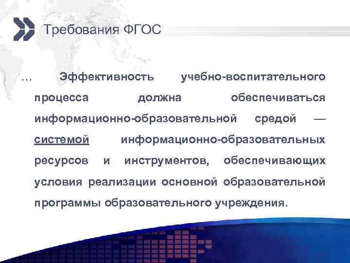 Требования ФГОС … Эффективность процесса учебно-воспитательного должна обеспечиваться информационно-образовательной системой ресурсов средой — информационно-образовательных