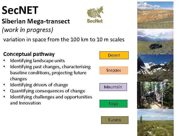 Sec. NET Siberian Mega-transect (work in progress) variation in space from the 100 km