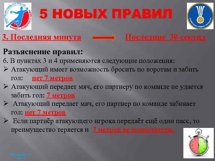 5 НОВЫХ ПРАВИЛ 3. Последняя минута Последние 30 секунд Разъяснение правил: 6. В пунктах