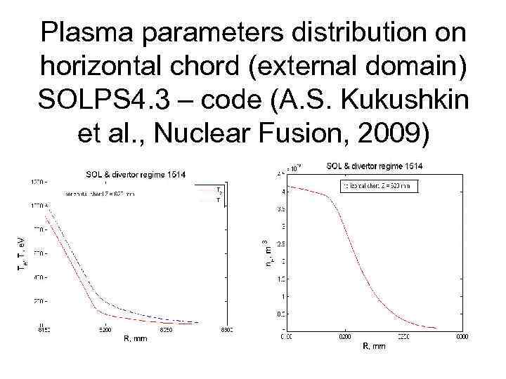 Plasma parameters distribution on horizontal chord (external domain) SOLPS 4. 3 – code (A.