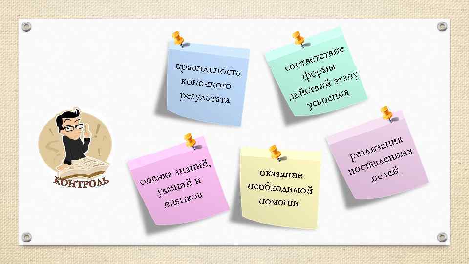 правильнос ть конечного результата ний, а ка зн и оцен ний уме в выко