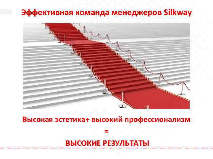 Эффективная команда менеджеров Silkway Высокая эстетика+ высокий профессионализм = ВЫСОКИЕ РЕЗУЛЬТАТЫ 