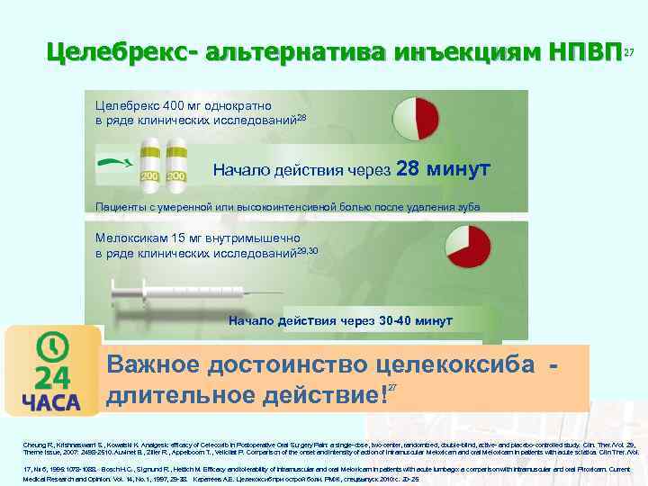 Целебрекс- альтернатива инъекциям НПВП 27 Целебрекс 400 мг однократно в ряде клинических исследований 28