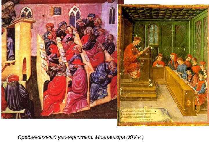 Средневековый университет. Миниатюра (XIV в. ) 