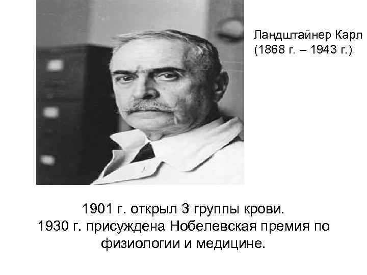 Карл ландштейнер открытие групп крови презентация