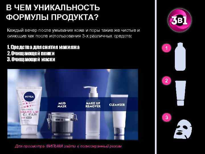 В ЧЕМ УНИКАЛЬНОСТЬ ФОРМУЛЫ ПРОДУКТА? Каждый вечер после умывания кожа и поры такие же