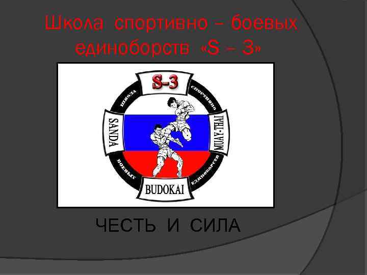 Школа спортивно – боевых единоборств «S – 3» ЧЕСТЬ И СИЛА 