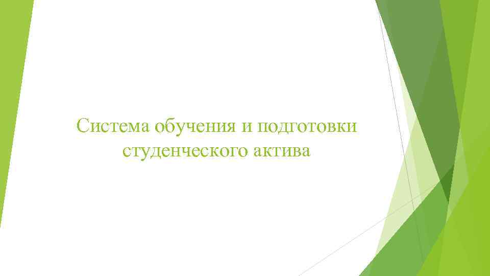 Система обучения и подготовки студенческого актива 