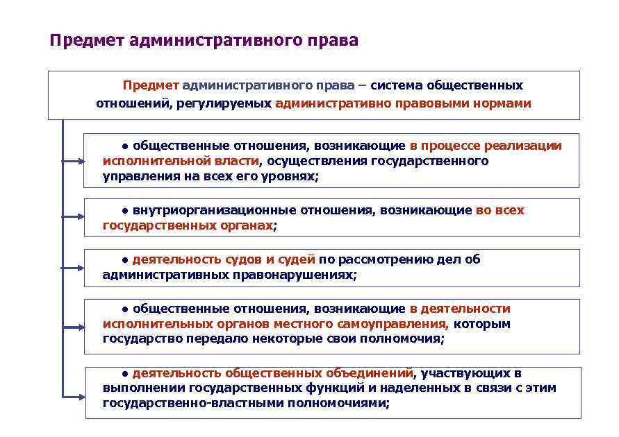 Предмет административного права – система общественных отношений, регулируемых административно правовыми нормами ● общественные отношения,