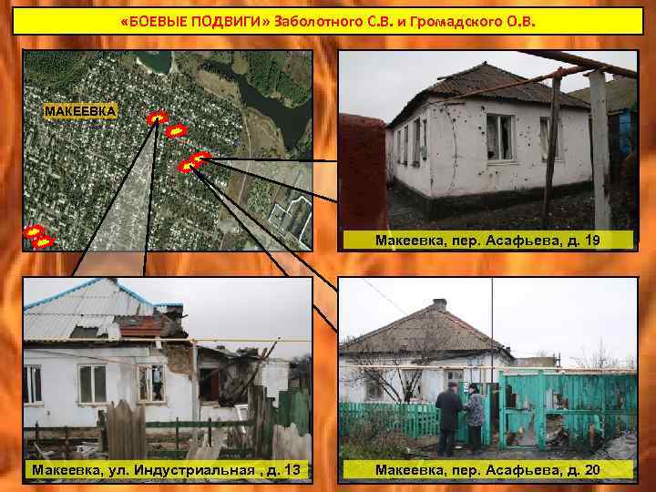  «БОЕВЫЕ ПОДВИГИ» Заболотного С. В. и Громадского О. В. МАКЕЕВКА Макеевка, пер. Асафьева,