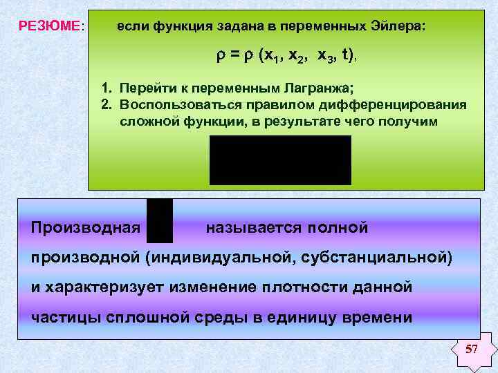 РЕЗЮМЕ: если функция задана в переменных Эйлера: = (x 1, x 2, x 3,