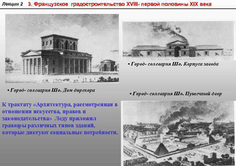 Лекция 2 3. Французское градостроительство XVIII- первой половины XIX века • Город- солеварня Шо.