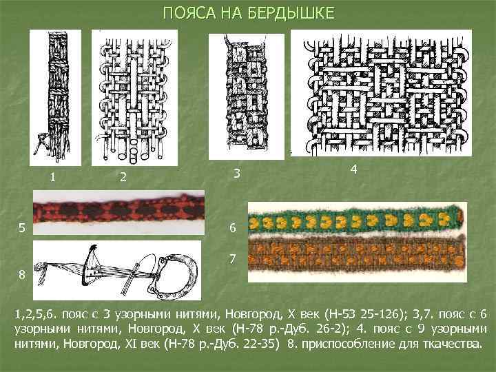 ПОЯСА НА БЕРДЫШКЕ 1 5 2 3 4 6 7 8 1, 2, 5,