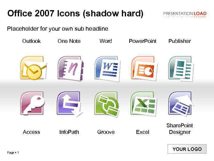 Office 2007 Icons (shadow hard) Placeholder for your own sub headline Outlook Access Page