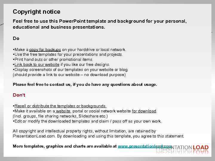 Copyright notice Feel free to use this Power. Point template and background for your